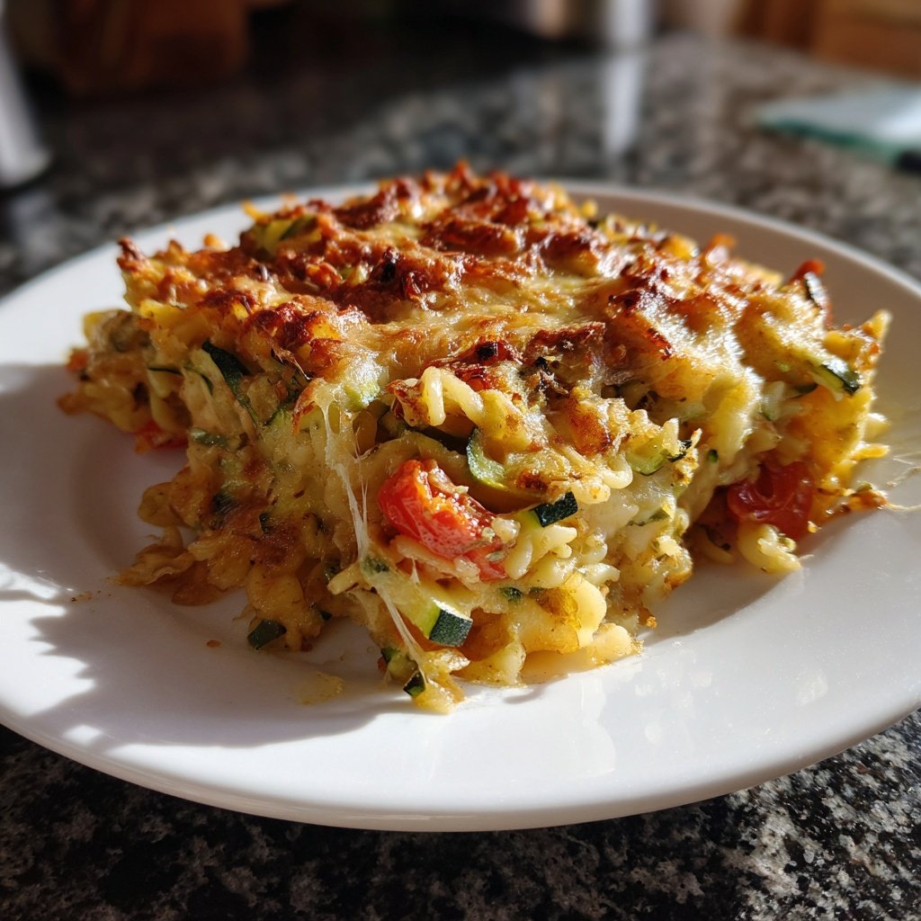 Nudelauflauf mit Zucchini und Tomaten