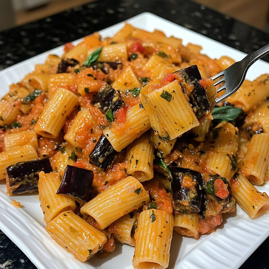 Rigatoni mit Auberginen-Tomatensauce