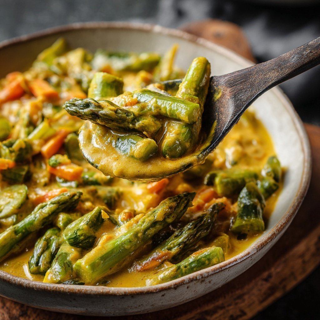 Gemüsecurry mit grünem Spargel