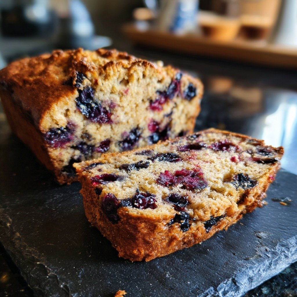 Bananenbrot mit Blaubeeren