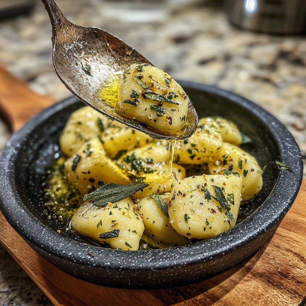 Herzförmige Gnocchi mit Butter und Salbei