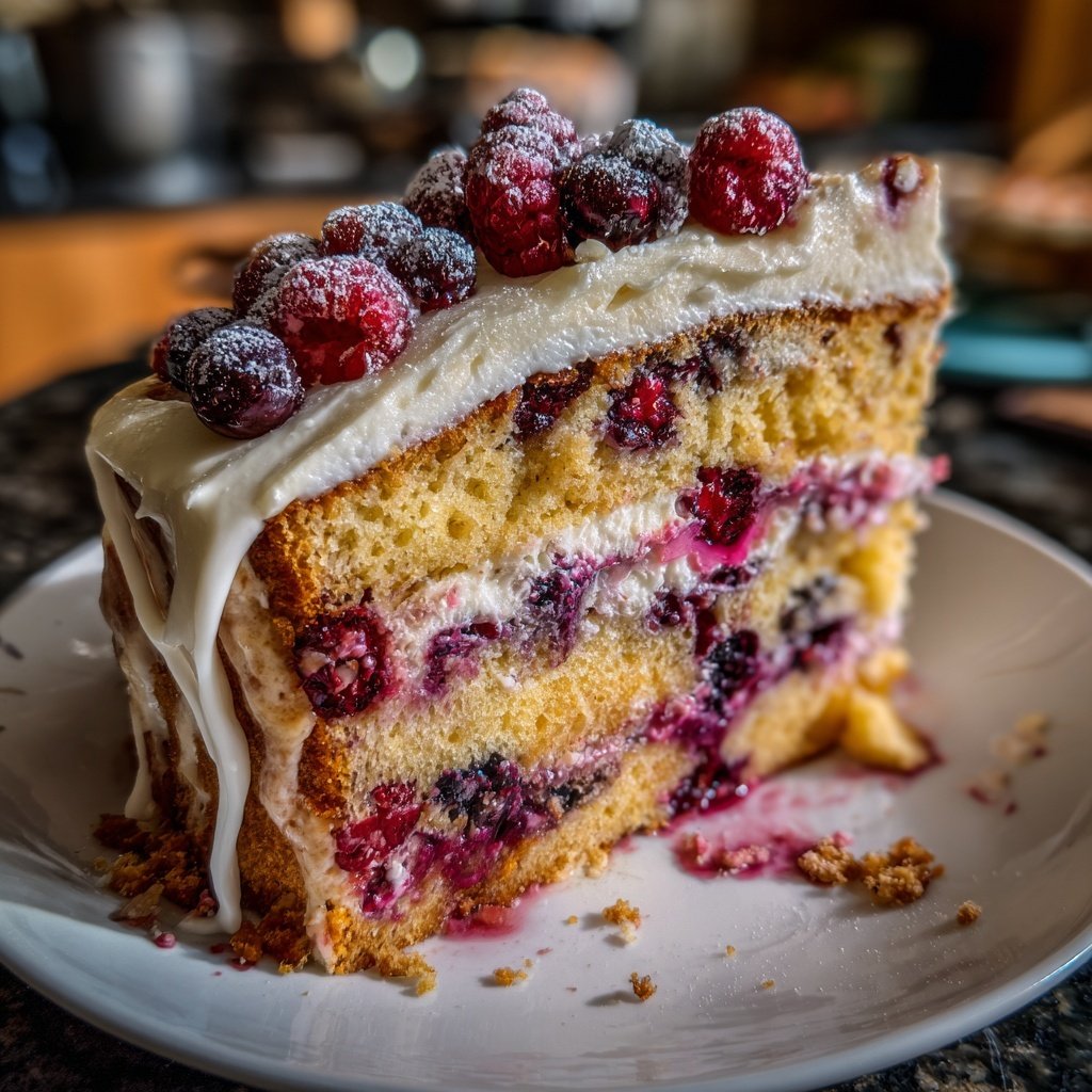 Geburtstagskuchen mit Beerenfüllung