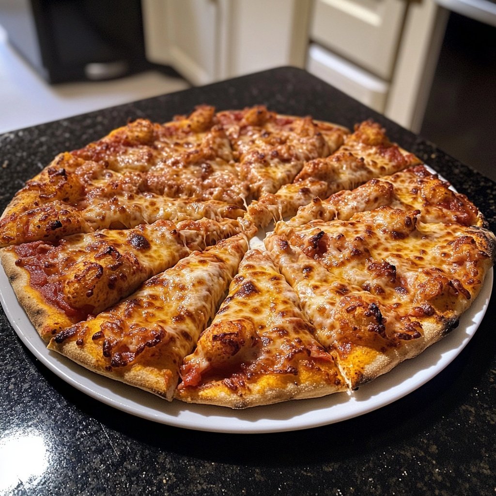 Pizza mit Pilzen und Mozzarella