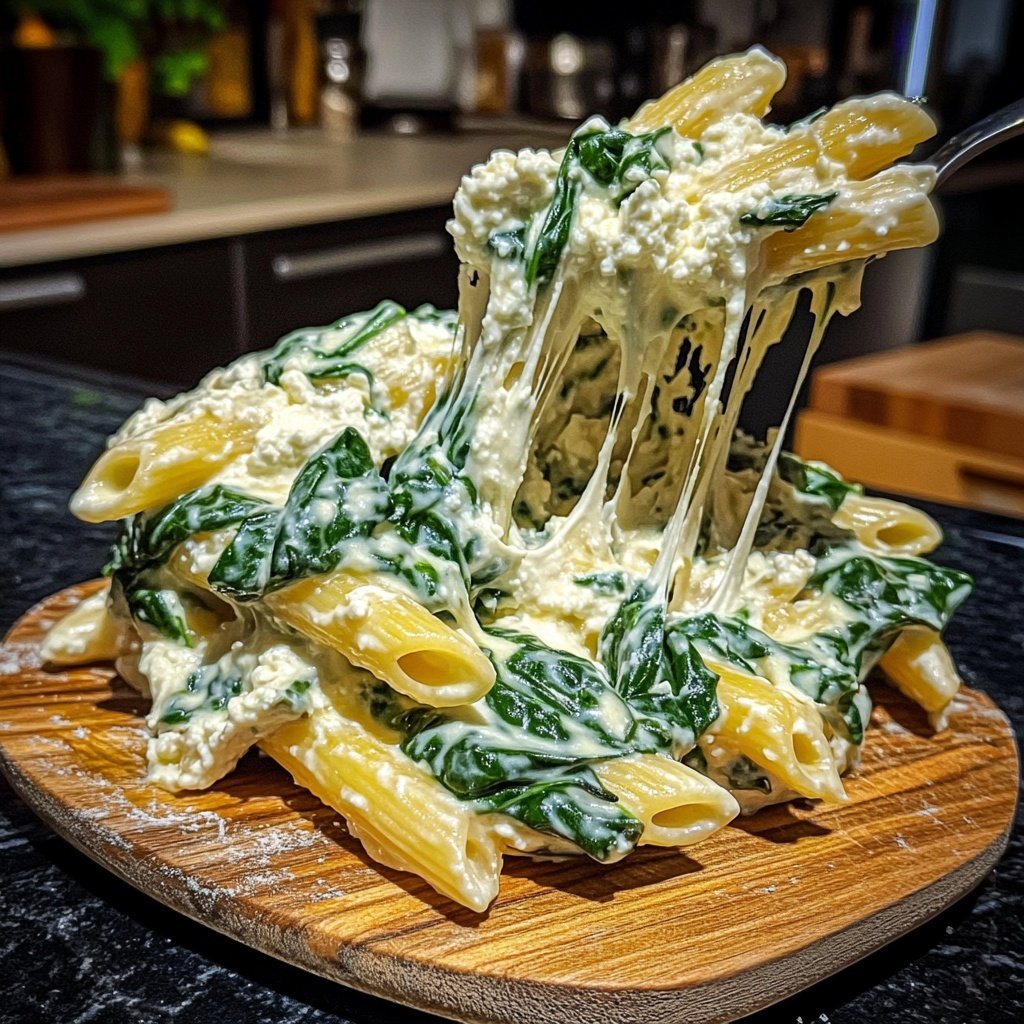 Penne mit Spinat und Ricotta